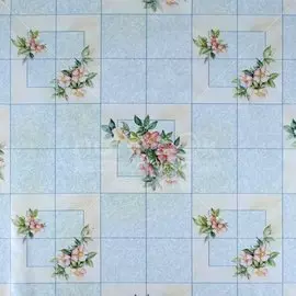 Клеенка на тканевой основе Колорит Цветы на клетке 710-1, 1.3х25 м