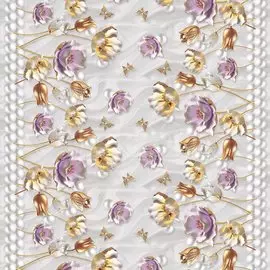Клеенка ПВХ на тканной основе Silvano Цветы на светлом фоне 3D-5301A, 1.37х20 м