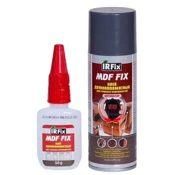 Клей Irfix, цианакрилатный, прозрачный, водостойкий, двухкомпонентный, 200 мл, 50 г, 20 250, MDF FIX
