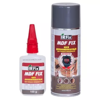 Клей Irfix, цианакрилатный, прозрачный, водостойкий, двухкомпонентный, 400 мл, 100 г, 20 251, MDF FIX