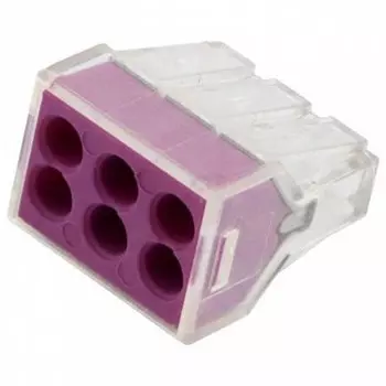 Клемма строительно-монтажная, прозрачная, СМК, 6-проводная, 0.75-2.5 мм, General Lighting Systems, 800490