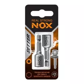 Ключ-насадка для кровельных саморезов, Nox, 8/10х48 мм, 2 шт, магнитный адаптер, блистер