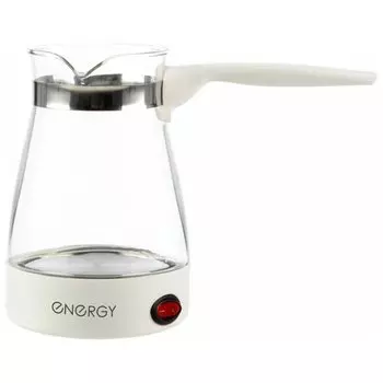 Кофеварка электрическая, турка, стекло, 0.45 л, Energy, EN-292, 600 Вт, пластиковая ручка, белая, 104097