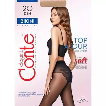 Колготки Conte, Bikini, 20 DEN, р. 2, natural/телесные, уплотненный мысок, 8С-34 СП