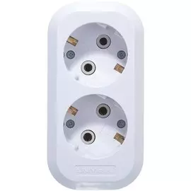 Колодка розеточная 2 гнезда, 2 полюса, с заземлением, 16 А, 3.5 кВт, белый, UNIVersal, E302
