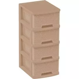 Комод 4 ящика, Ajur, 30х37х73 см, кофейный, плетеный, BQ3794КФ, BranQ