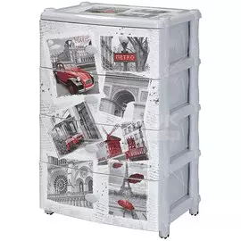 Комод 4 ящика, Париж/Ретро, 56х42.5х90.5 см, М7112, Альтернатива