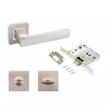 Комплект для сантехнической двери Аллюр, КОЛОМБО SN+L7050S SN+BK-S1 SN/CP(2380/S7050), 15202, никель матовый