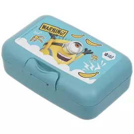 Контейнер пищевой для обеда пластик, 0.7 л, джинсовый, прямоугольный, Lalababy, Миньоны, LA1084ДЖ