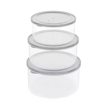 Контейнер пищевой пластик, 0.5, 0.7, 1 л, 3 шт, круглый, Альтернатива, Смак, М8529