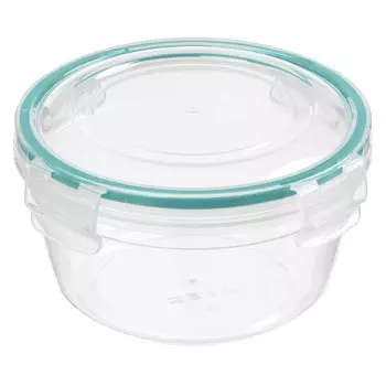 Контейнер пищевой пластик, 0.5 л, 13х13х7.5 см, прозрачный, круглый, герметичный, Homver, 221161318/02