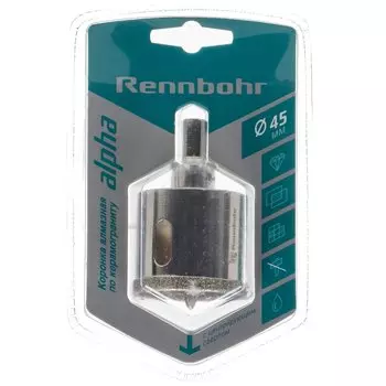 Коронка сверлильная, по керамограниту и керамике, Rennbohr, 676245, диаметр 45 мм, алмазная, круглое сверло