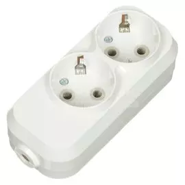 Корпус удлинителя 2 гнезда, 2 + 3, с заземлением, 16 А, 250 В, белый, TDM Electric, Народная, SQ1806-0414