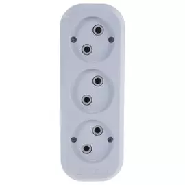 Корпус удлинителя 3 гнезда, 3 полюса, без заземления, 10 А, 2.2 кВт, белый, UNIVersal, E203