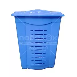 Корзина для белья, 60 л, прямоугольная, пластик, голубая, Элластик-Пласт
