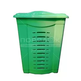 Корзина для белья, 60 л, прямоугольная, пластик, зеленый, Элластик-Пласт