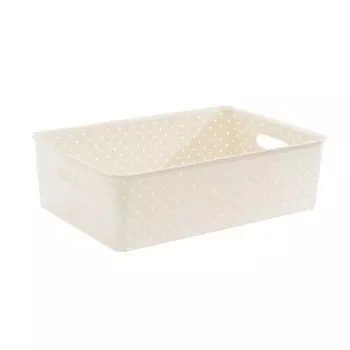 Корзина для хранения, 7.5 л, 35х24.5х10.5 см, прямоугольная, пластик, слоновая кость, Violet, Береста, 522026