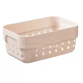 Корзина 0.4 л, 11.8х7.8х5 см, пластик, пудровая, Plast team, Seoul, PT1325ПД-5