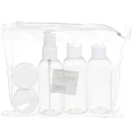 Набор путешественника косметичка + 5шт бутылочек (3шт - 80мл, 2шт - 15мл), Y11-0350, застежка молния