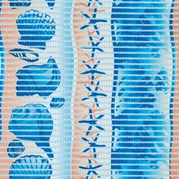 Коврик для ванной, антискользящий, 0.65х15 м, вспененный ПВХ, голубой, Вилина, Аква Стандарт, V18C, ракушки