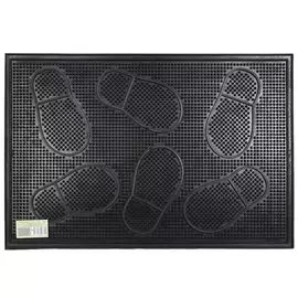 Коврик придверный, 40х60 см, прямоугольный, резина, черный, Следы, КА 66-1