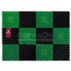 Коврик придверный, 42х56 см, прямоугольный, пластиковый, черно-зеленый, Травка, Vortex, 23001