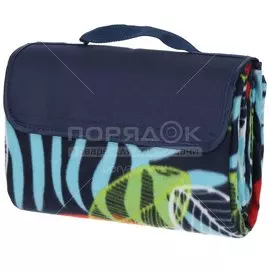 Коврик для пикника 150х135 см, флис, с ручками, Green Days, Листья, CA1336-84.05, синий