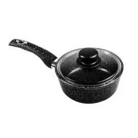 Ковш алюминий, антипригарное покрытие, 1 л, крышка стекло, бакелитовая ручка, Горница, Гранит, кш1611аг