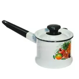 Ковш сталь, эмалированное покрытие, 1 л, крышка сталь, стальная ручка, индукция, Керченский металлургический завод, 90204-072/4