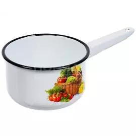 Ковш сталь, эмалированное покрытие, 1.5 л, стальная ручка, СтальЭмаль, 1с42с