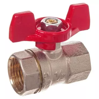 Кран для воды, 1/2", г-г, ручка-бабочка, PN25, индивидуальная упаковка, РосТурПласт