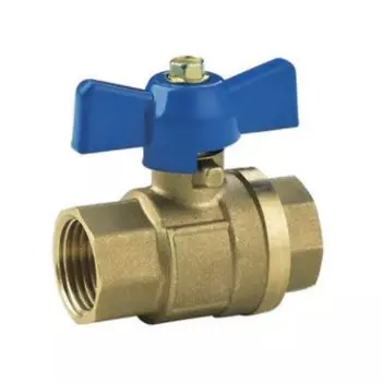 Кран для воды, 1", г-г, ручка-бабочка, синий, Frap