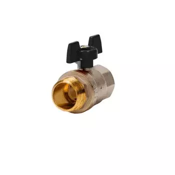 Кран для воды, 1", г-ш, ручка-бабочка, с американкой, прямой, PN40, РосТурПласт