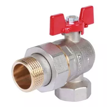 Кран для воды с американкой 1", угловой, ручка-бабочка, Rommer