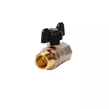 Кран для воды, 3/4", г-ш, ручка-бабочка, с американкой, прямой, PN40, РосТурПласт