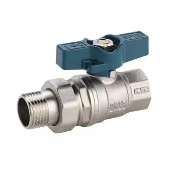 Кран для воды с американкой 3/4", г-ш, прямой, ручка-бабочка, РМС