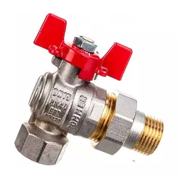 Кран для воды с американкой 3/4", угловой, ручка-бабочка, Rommer