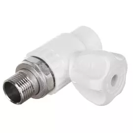 Кран для радиатора прямой, полипропилен, d20х1/2", белый, РосТурПласт