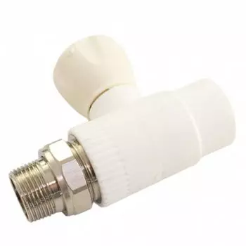 Кран прямой, полипропилен, d20х1/2", наружная резьба, вентиль, PPRC, накидная гайка, MeerPlast