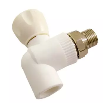 Кран угловой, полипропилен, d25х3/4", наружная резьба, вентиль, PPRC, накидная гайка, MeerPlast