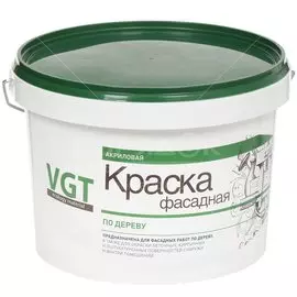Краска воднодисперсионная, VGT, акриловая, фасадная по дереву, влагостойкая, матовая, 3 кг