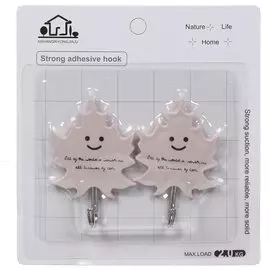 Крючок самоклеящийся, 2 шт, 5х8 см, пластик, Кленовый лист, Y9-207, блистер