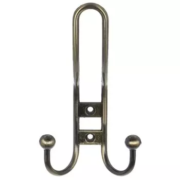 Крючок-вешалка 2-рожковый, Стандарт, 208 A AB, 10 213, старая бронза
