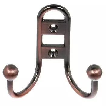 Крючок-вешалка 2-рожковый, Стандарт, 208 B AC, 10 210, старая медь