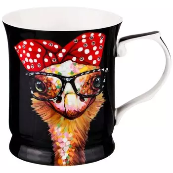 Кружка фарфор, 420 мл, Страус, Lefard, 104-534, черная