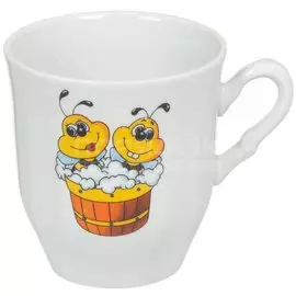 Кружка детская керамика, Школьная, 250 мл, Добрушский фарфоровый завод, пчелы, 6С2433