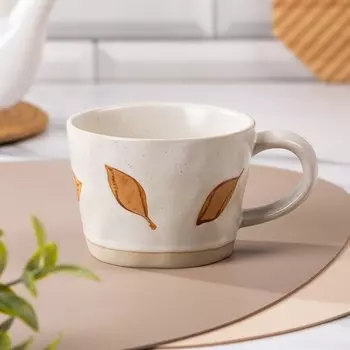 Кружка керамика, 300 мл, Листья эко, 10.2х7.5 см, Y4-8980