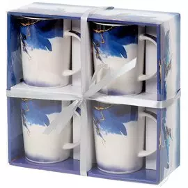 Кружка керамика, 340 мл, 4 шт, Резинарт, подарочная упаковка, Daniks