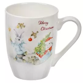 Кружка керамика, 350 мл, Зимние забавы, Daniks, белая