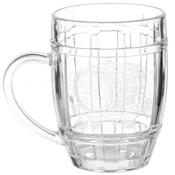 Кружка пивная стекло, 500 мл, Бочка хмеля, Декостек, 3226/1-Г